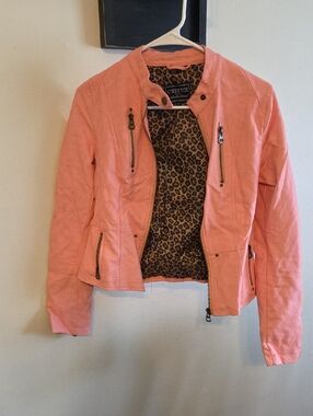 C'est Toi Women's Rose Pink Moto Leather Jacket